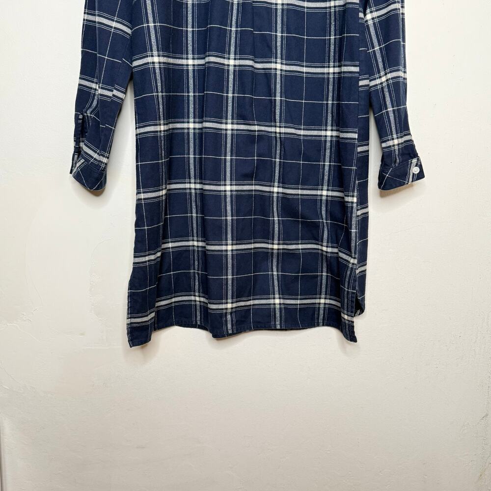 Garnet Hill Womens M Blue Plaid Shirt Dress Button Front Cotton Preppy Cottage - Picture 9 of 9